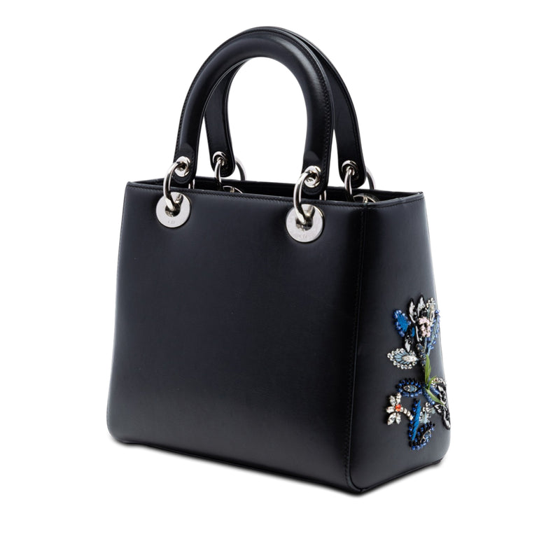 Limited Edition Medium Smooth Calfskin Embroidered Beaded Floral Lady Dior - Image 2