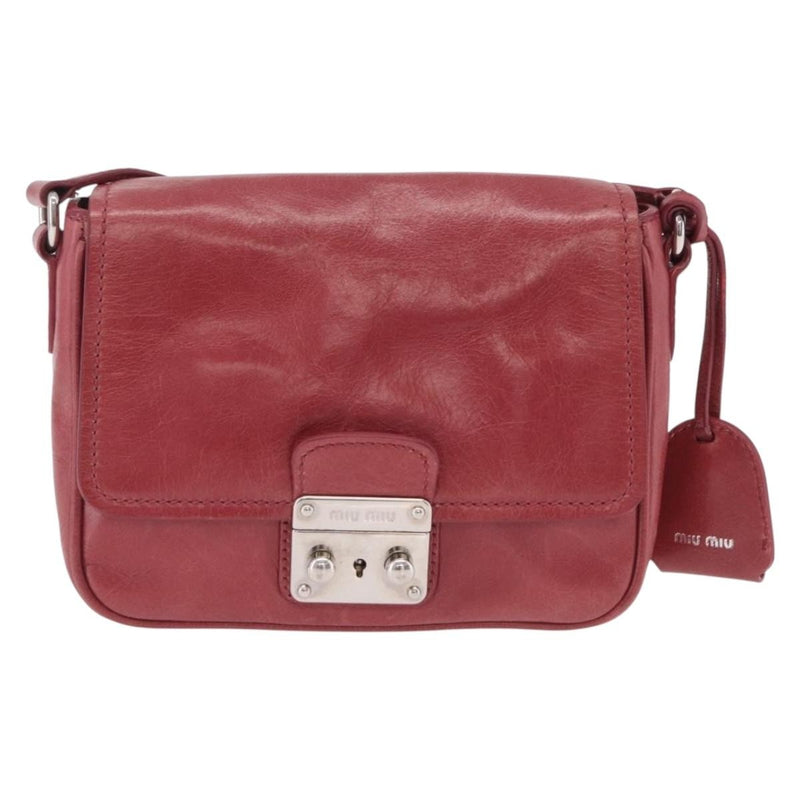 Miu Miu Madras Shoulder Leather Pink Bag
