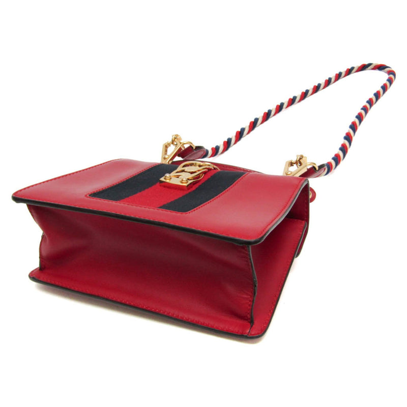 Gucci Sylvie Top Handle Leather Red Bag