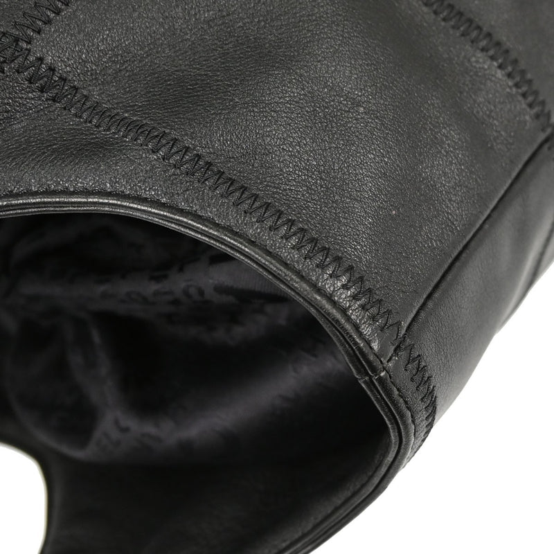Chanel Square Stitch Tassel Hobo Quilted Leather Black