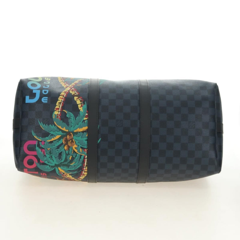 Louis Vuitton Keepall Bandouliere Limited Edition Damier Cobalt Jungle Blue Canvas Bag