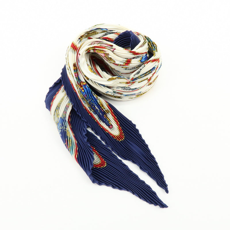 Hermes Carré 90 Pleated Silk Navy Accessory