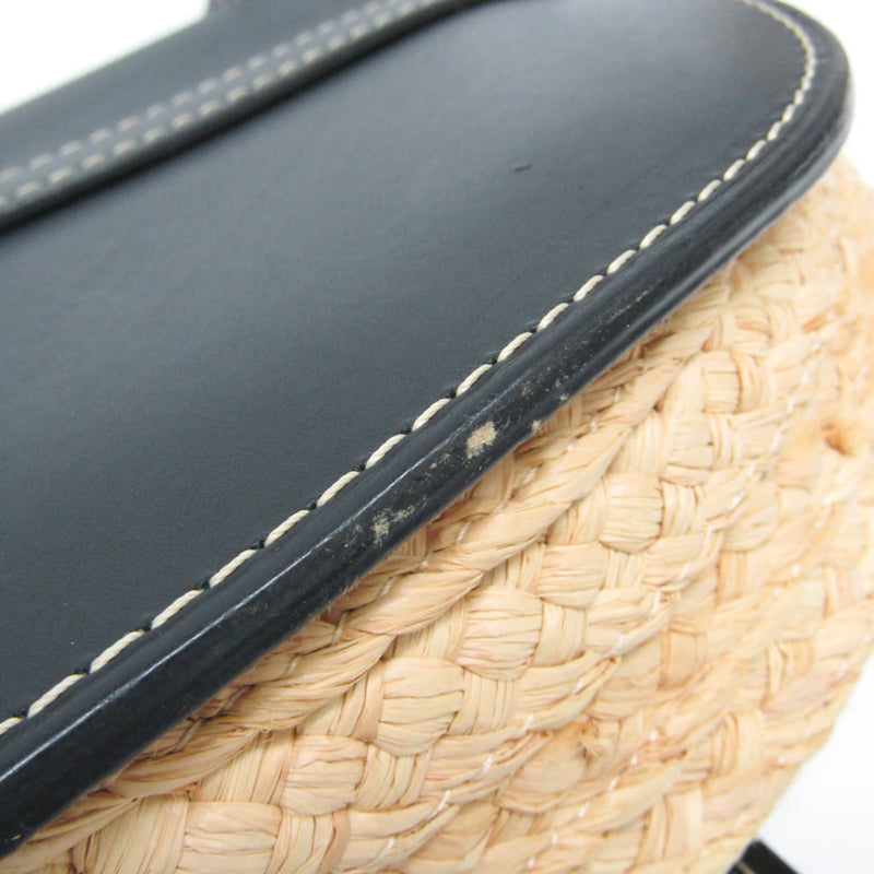 Loewe Gate Leather With Raffia Black Bag