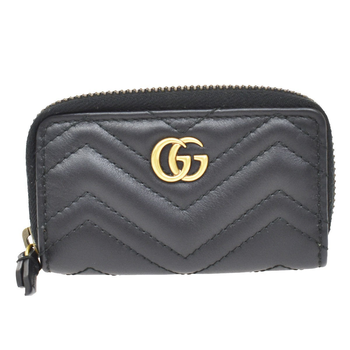 Gucci Gg Marmont Zip Around Matelasse Leather Black Accessory
