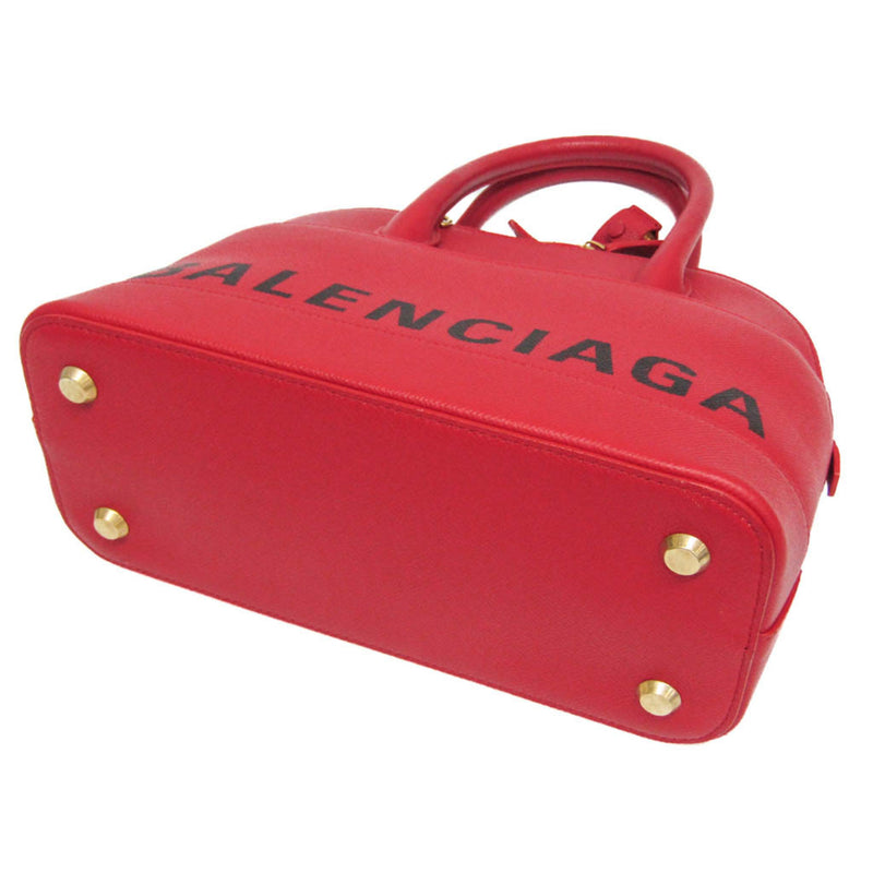 Balenciaga Logo Ville Leather Red Bag