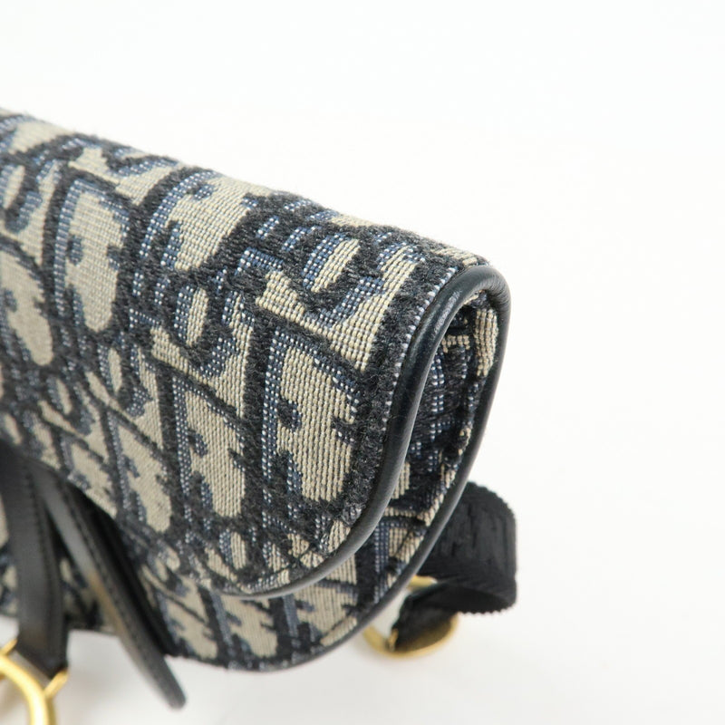 Christian Dior Saddle Belt Oblique Canvas Navy Bag