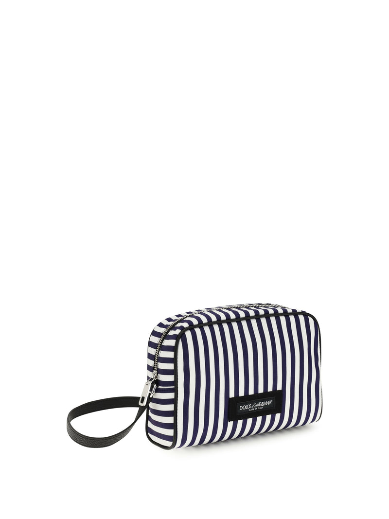 Dolce & Gabbana Striped Poplin Clutch — Navy