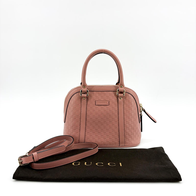 Gucci Convertible Dome Satchel Microguccissima Leather Pink