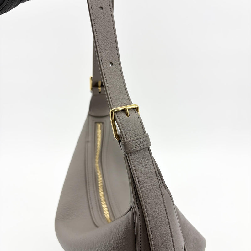 Celine Heloise Triomphe Embossed Leather Gray Bag