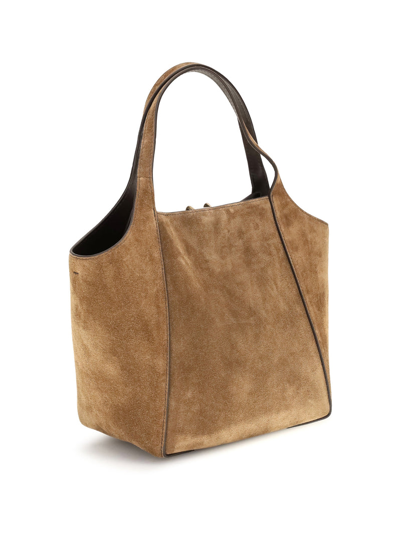 Brunello Cucinelli Suede Bucket Bag — Beige Calf Leather Bos Taurus