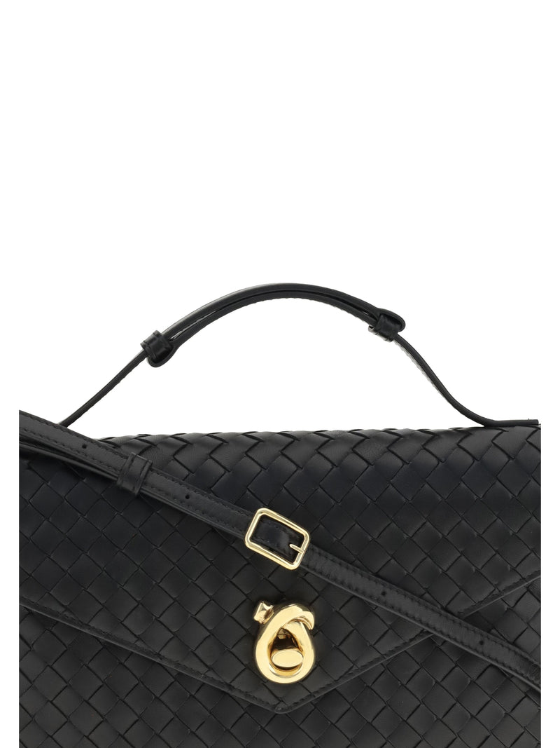 Bottega Veneta Knot Lock Shoulder Bag — Black Lambskin Leather