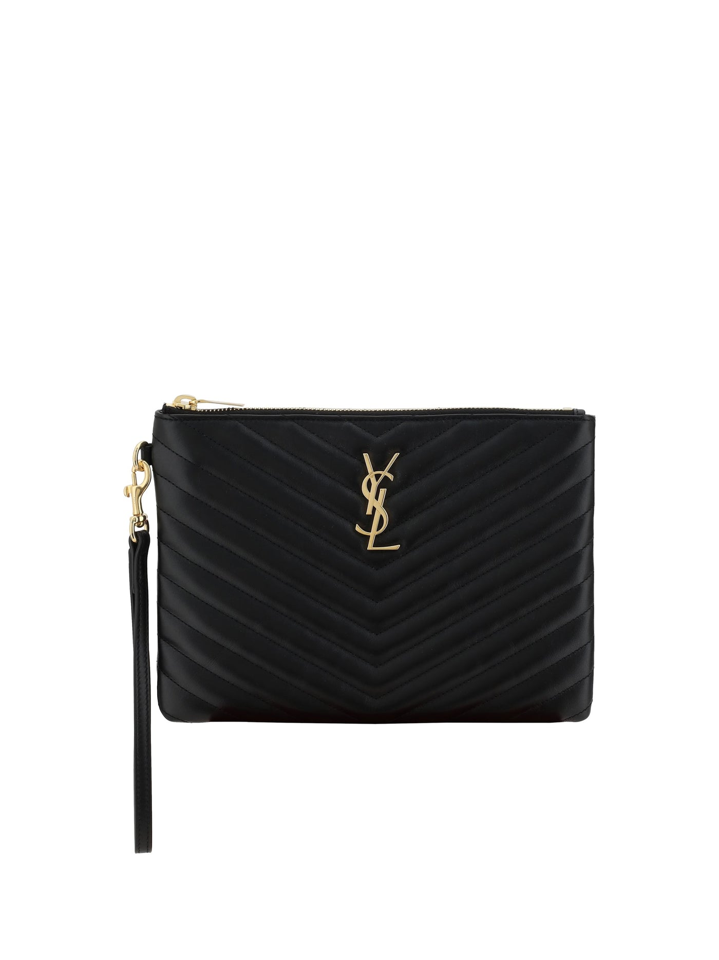 Saint Laurent Clutch — Black Calf Leather Bos Taurus