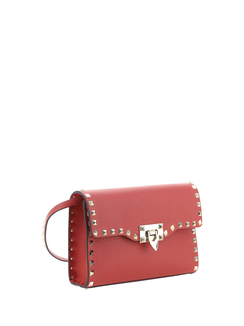 Valentino Garavani Rockstud Shoulder Bag — Red Calf Leather Bos Taurus