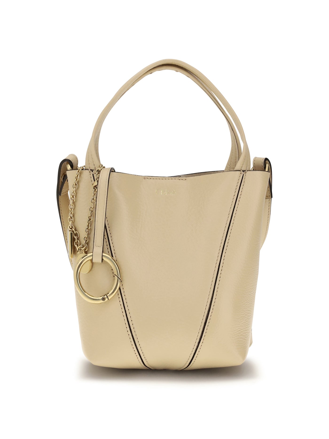 Chloé Spin Shoulder Bag — Beige Calf Leather (bos Taurus)