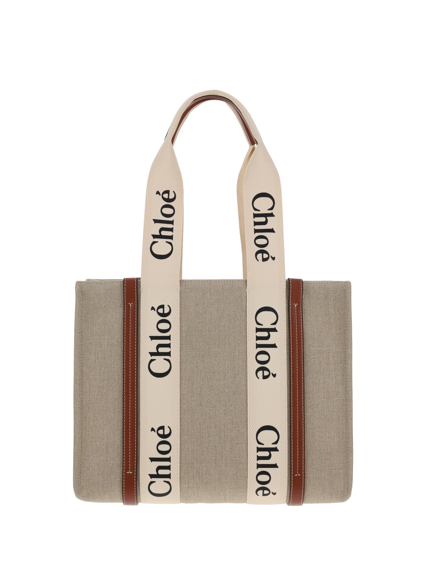 Chloé Woody Tote Bag — White Linen