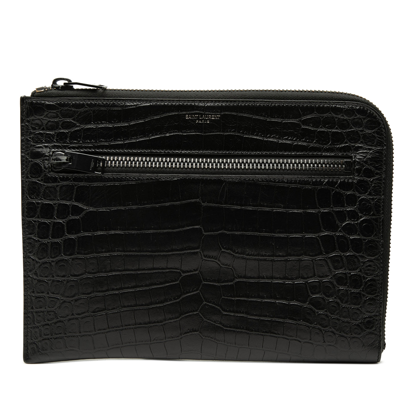 Croc Embossed Leather Clutch - Image 1