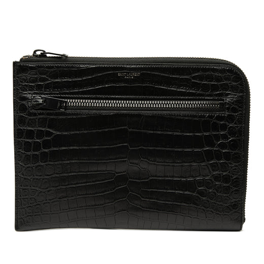Croc Embossed Leather Clutch - Image 1