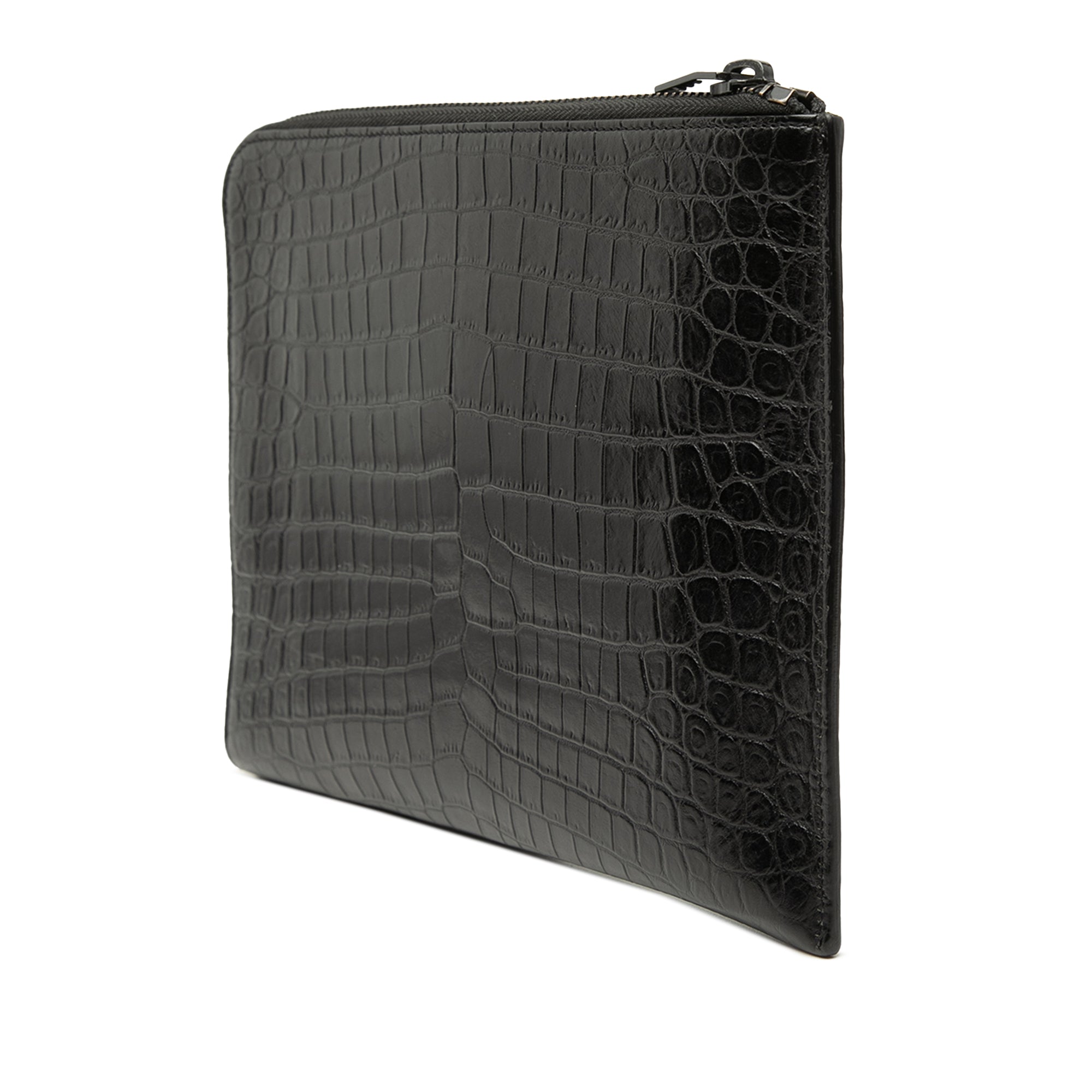 Croc Embossed Leather Clutch - Image 2