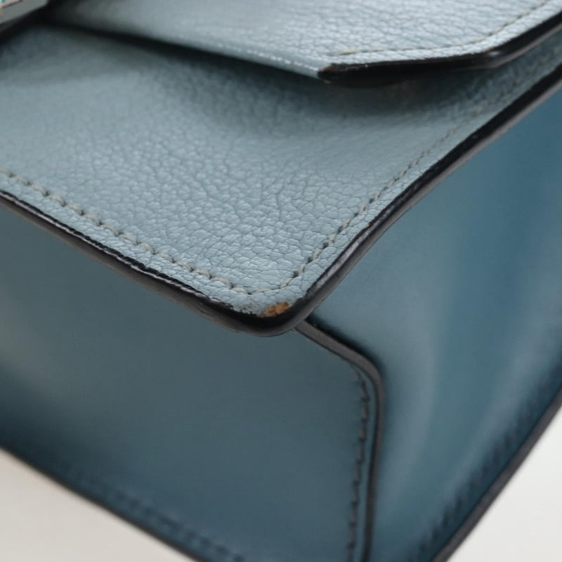 Miu Miu Madras Crystal Buckle Leather Blue Bag