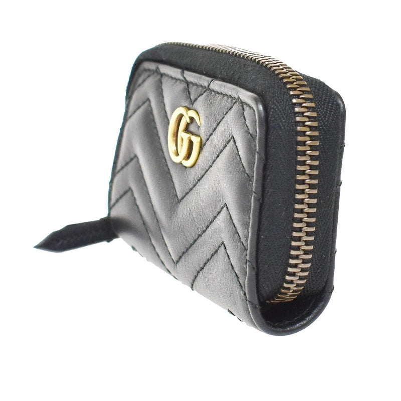 Gucci Gg Marmont Zip Around Matelasse Leather Black Accessory