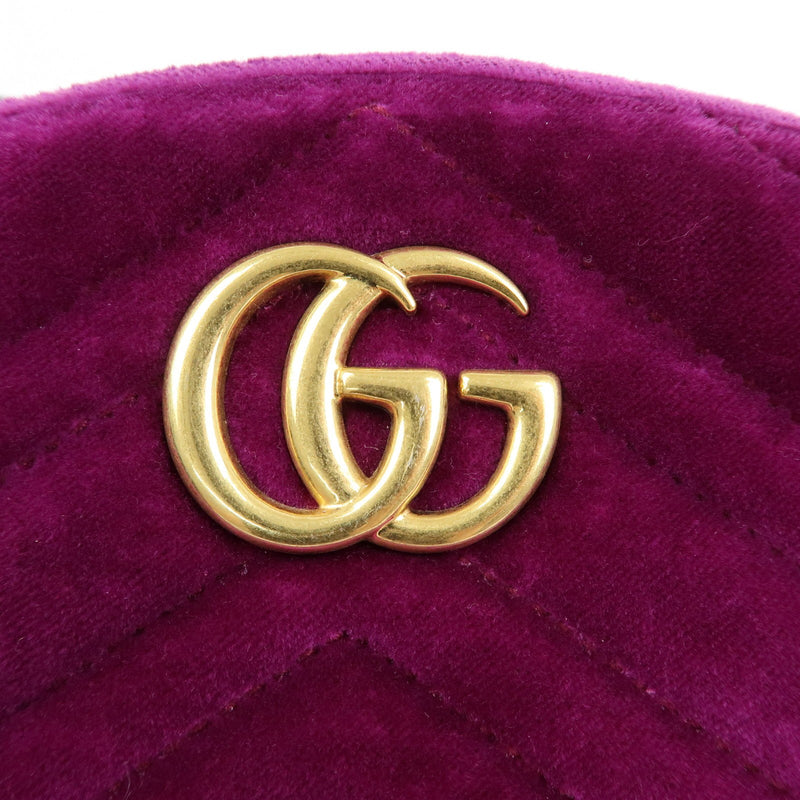 Gucci Gg Marmont Belt Matelasse Velvet Purple Bag