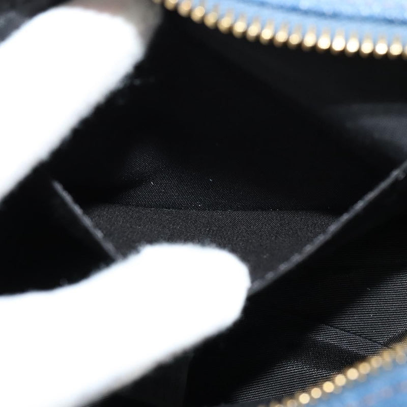 Versace Medusa Icon Front Slip Pocket Camera Quilted Denim Blue Canvas Bag