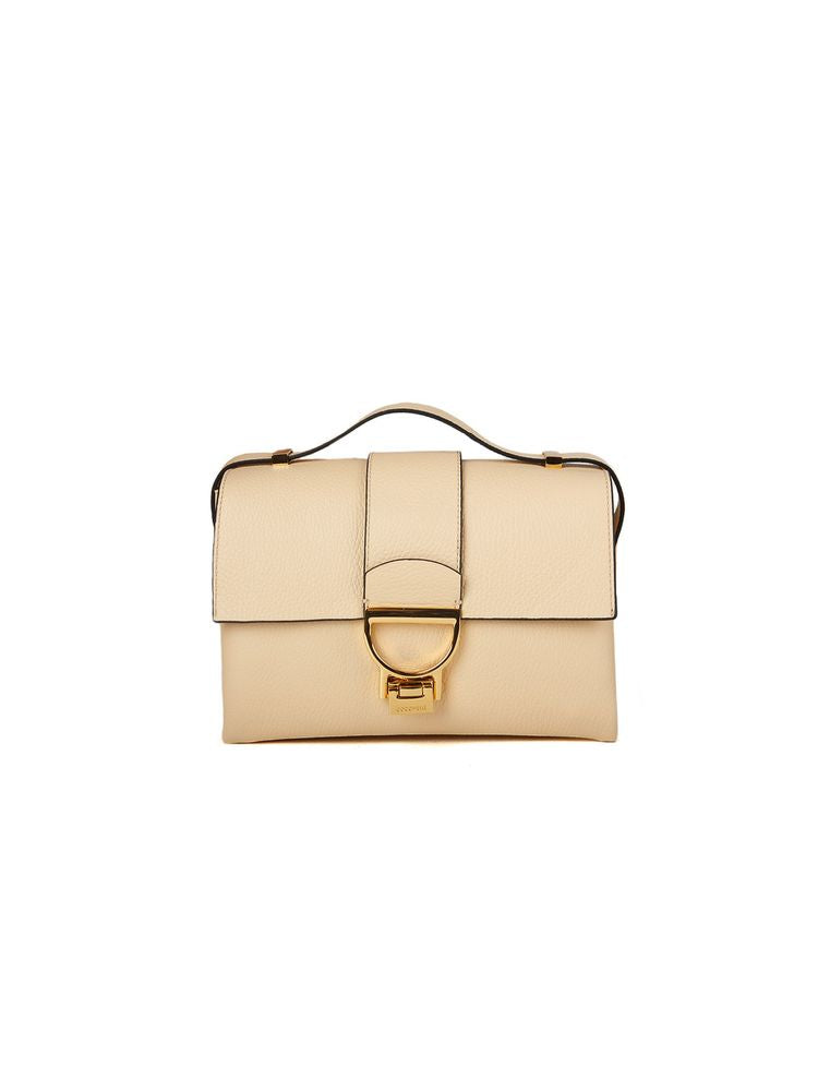 Coccinelle Grained Cowhide Crossbody Bag — Beige