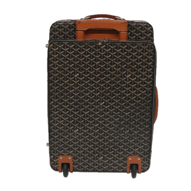 Goyard Bourget Trolley Rolling Luggage Coated Canvas Brown Pvc Bag