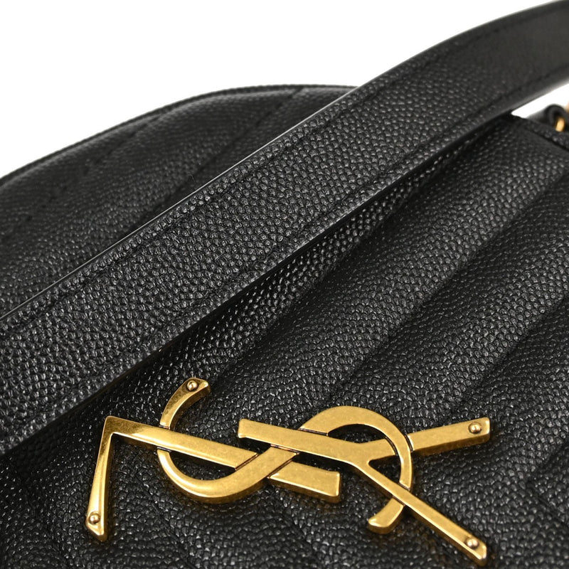 Saint Laurent Vinyle Round Belt Matelasse Chevron Leather Black Bag