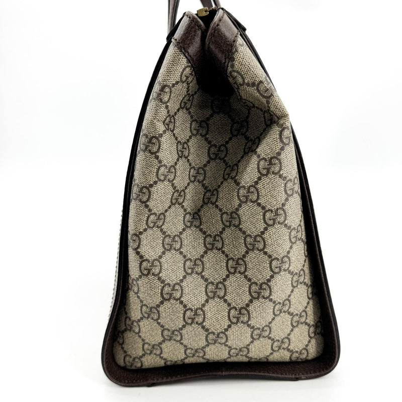 Gucci Ophidia Top Handle Gg Coated Canvas Brown Bag