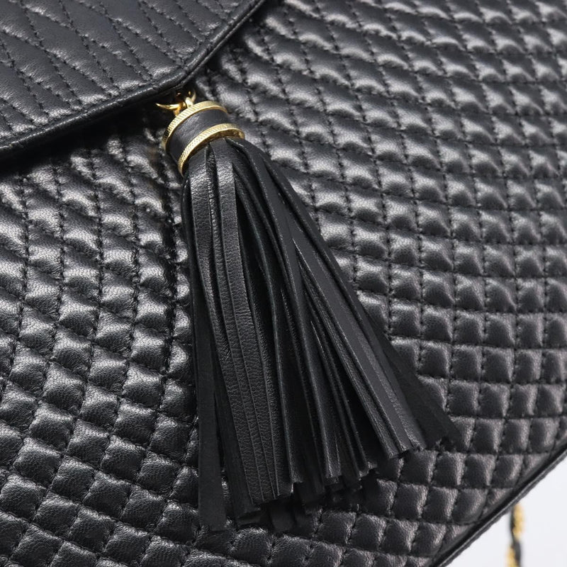Bally Vintage Chain Quilted Leather Black Bag