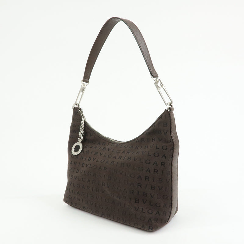 Bvlgari Logomania Suede Brown Canvas Bag