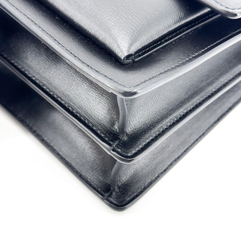 Saint Laurent Sunset Leather Black Calfskin Bag