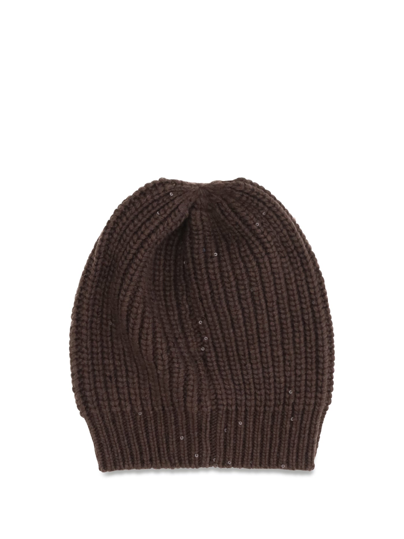 Brunello Cucinelli M32373999 Ribbed Cashmere Beanie — Brown Silk; Kashmir/capra Hircus Beanies