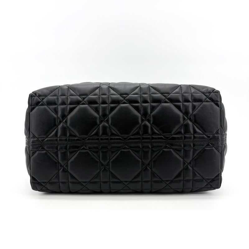 Christian Dior Toujours Macrocannage Quilt Calfskin Black Leather Bag