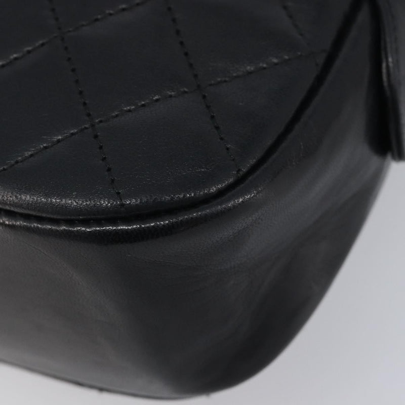 Chanel Vintage Front Pocket Camera Chevron Lambskin Black Leather Bag