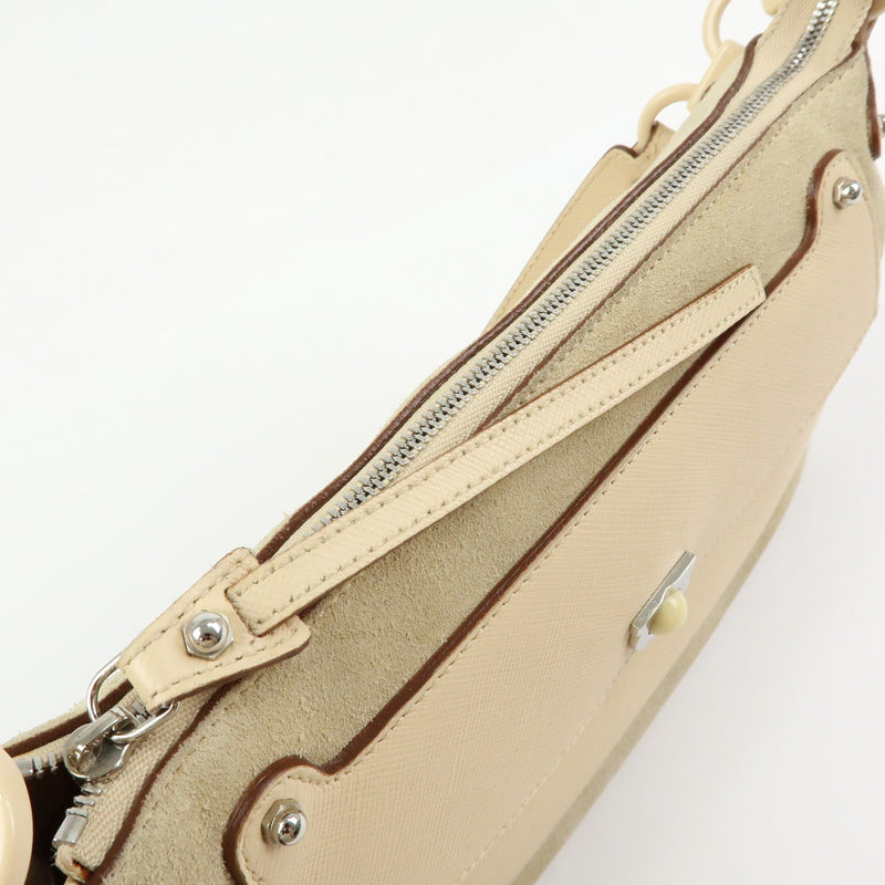 Salvatore Ferragamo Gancini Suede Beige Bag