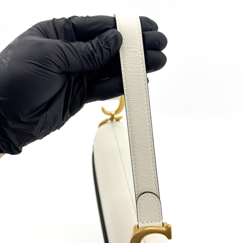 Christian Dior Saddle Leather White Bag