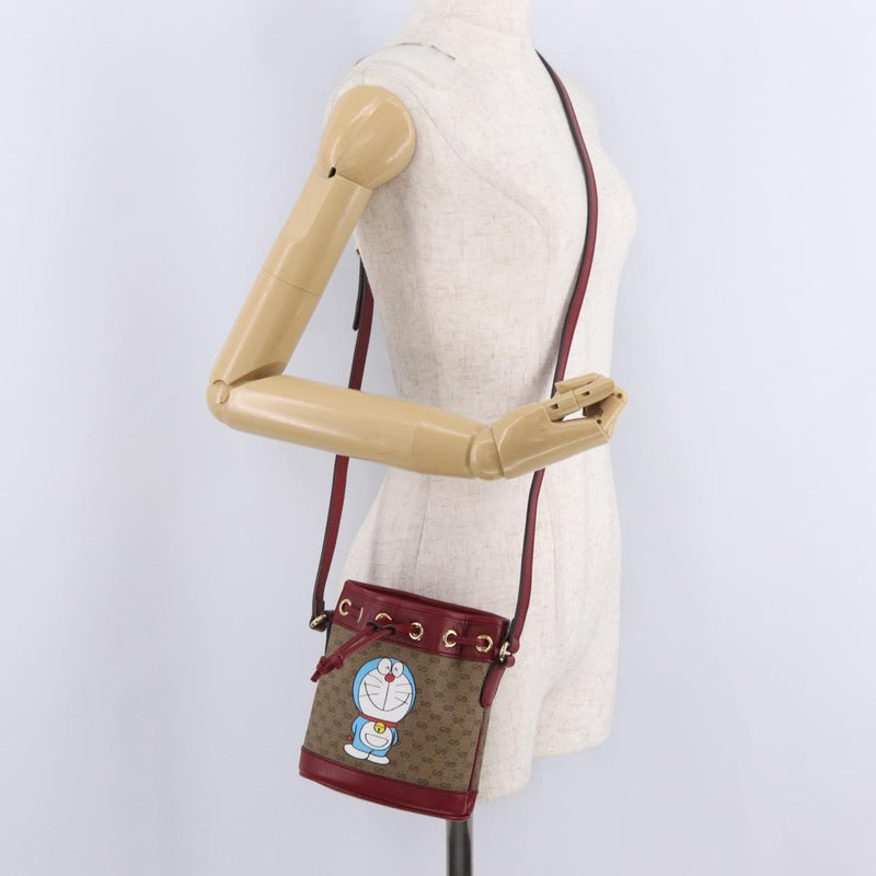 Gucci Doraemon Bucket Printed Mini Gg Coated Canvas Beige Bag