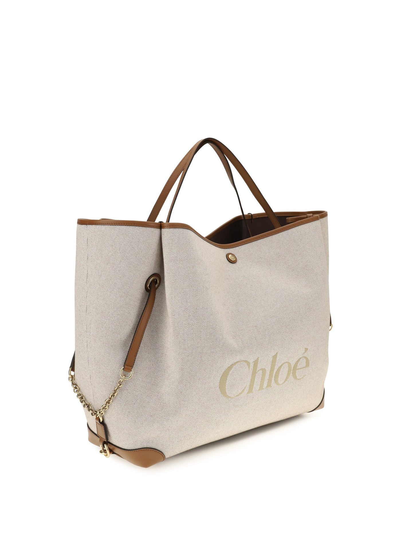 Chloé Carry Tote Bag — Brown Cotton