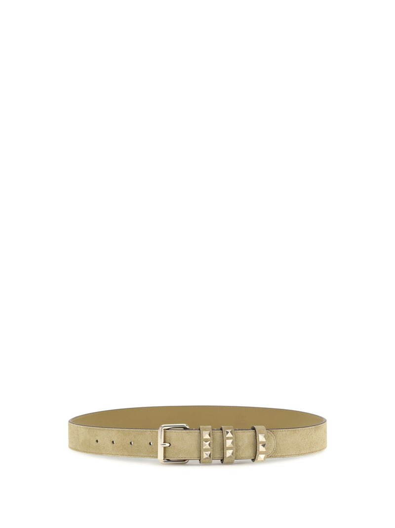 Valentino Garavani Rockstud Belt — Beige Suede