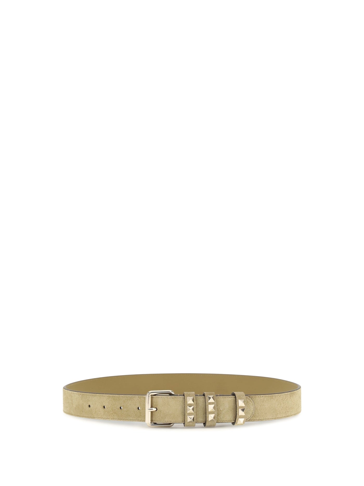Valentino Garavani Rockstud Belt — Beige Suede