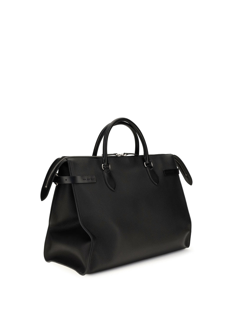 Valentino Garavani Calf Leather Top Handle Bag — Black Bos Taurus