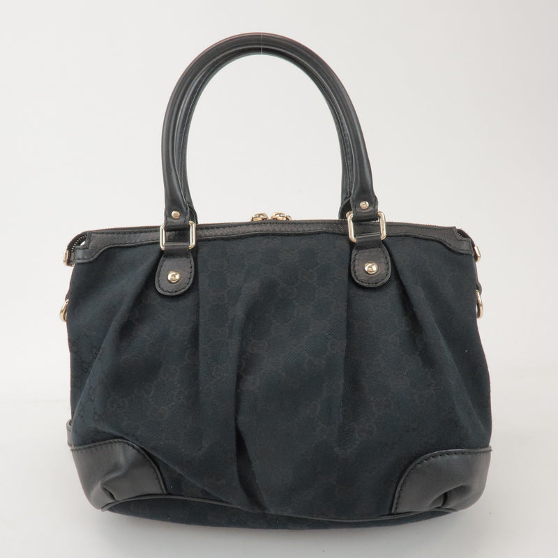 Gucci Sukey Top Handle Satchel Gg Canvas With Leather Black