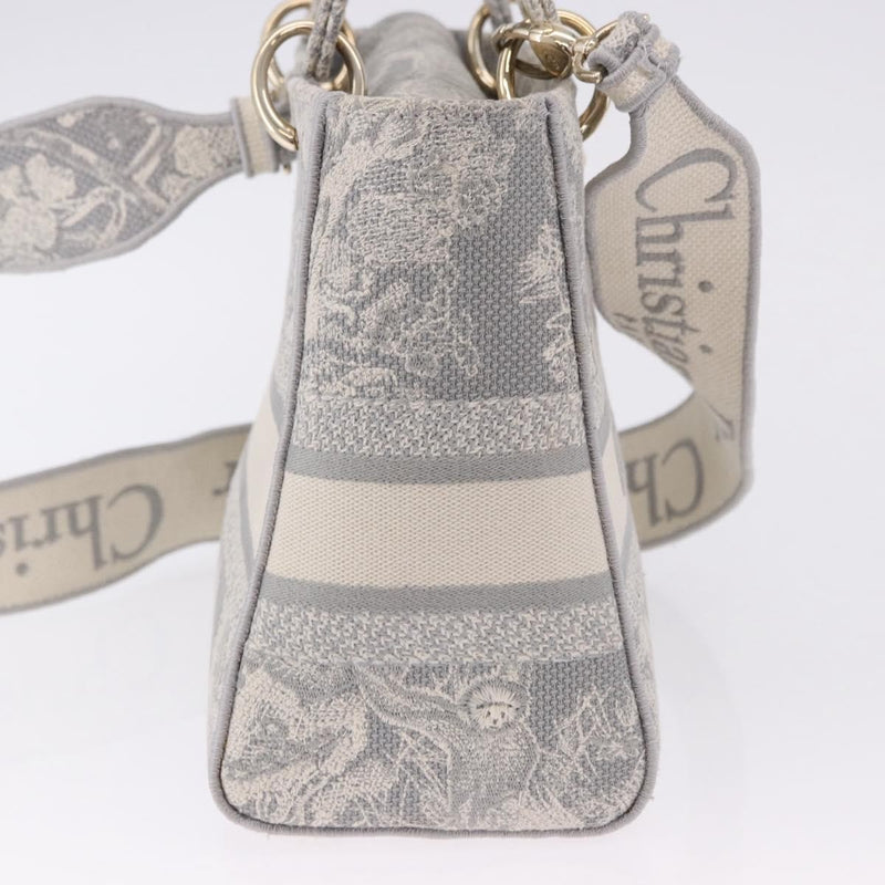 Christian Dior Lady Embroidered Canvas Gray Bag