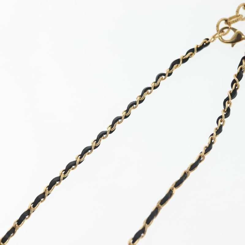 Chanel Cc Perfume Bottle Pendant Chain Long Metal With Leather, Crystals And Faux Pearl Gold Bijoux