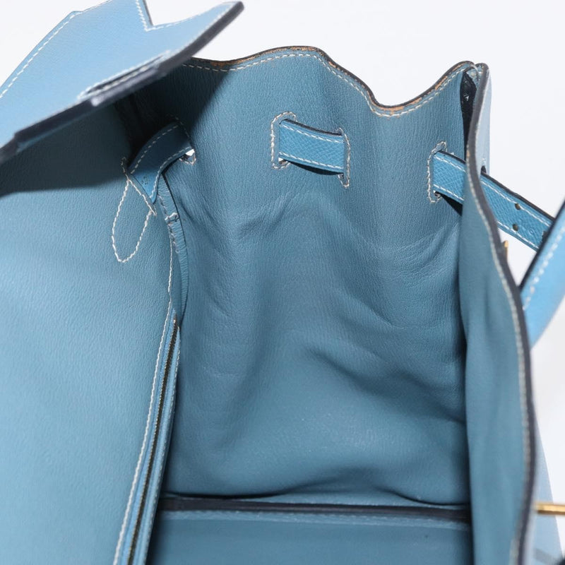 Hermes Birkin Blue Epsom With Gold Hardware Leather Bag