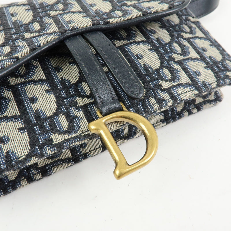 Christian Dior Saddle Belt Oblique Canvas Navy Bag
