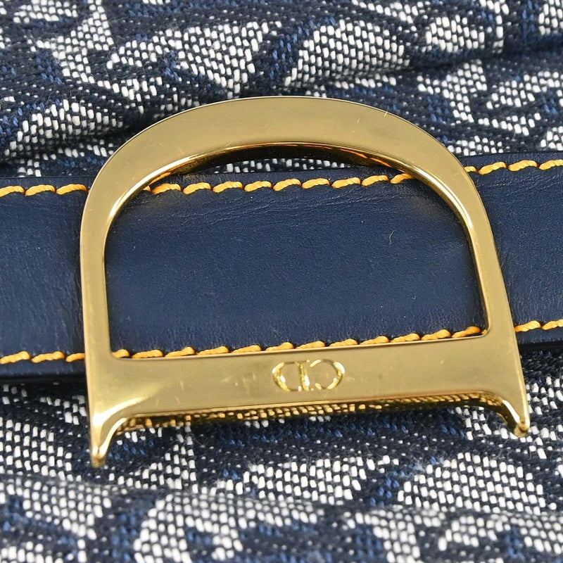 Christian Dior Vintage Saddle Bowler Diorissimo Canvas Navy Bag