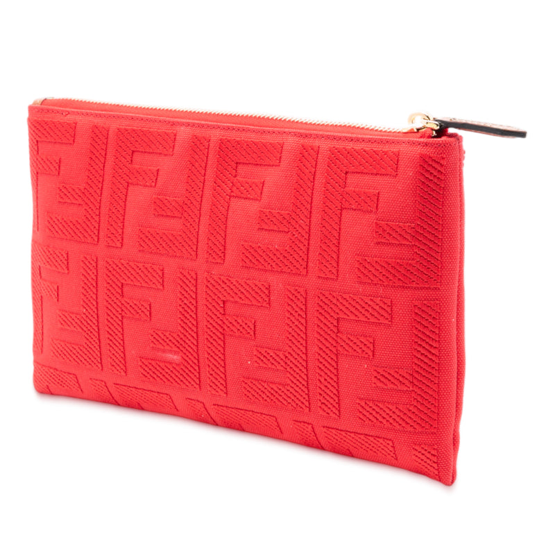 Zucca Embroidered Canvas Zip Pouch - Image 2